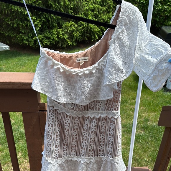 For Love and Lemons Loverbird Lace One Shoulder Mini Dress - Picture 8 of 12